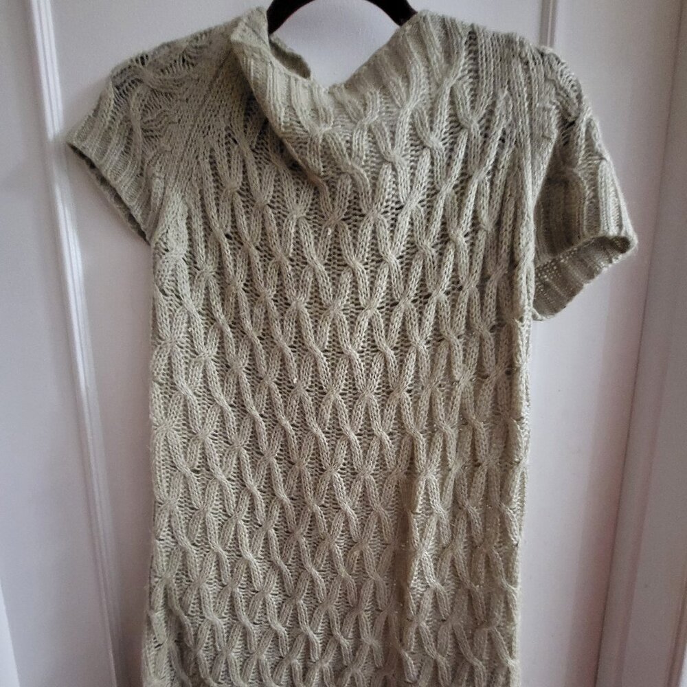 Twik by Simons | Taupe Cable Knit Short Sleeve Sweater Dress | xl